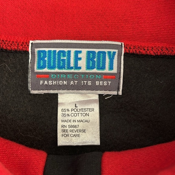 VTG Bugle Boy Dimension Mock Turtleneck Pullover Black/Red Embroidered Large - Picture 3 of 12